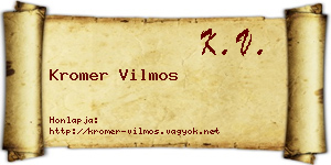 Kromer Vilmos névjegykártya